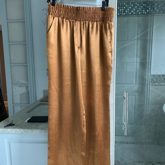 CINQ A SEPT Kylie Satin High-Rise Pants: Cinnamon - Picture 4 of 16